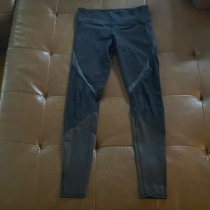 Alo black sheen and lace panel detail leggings